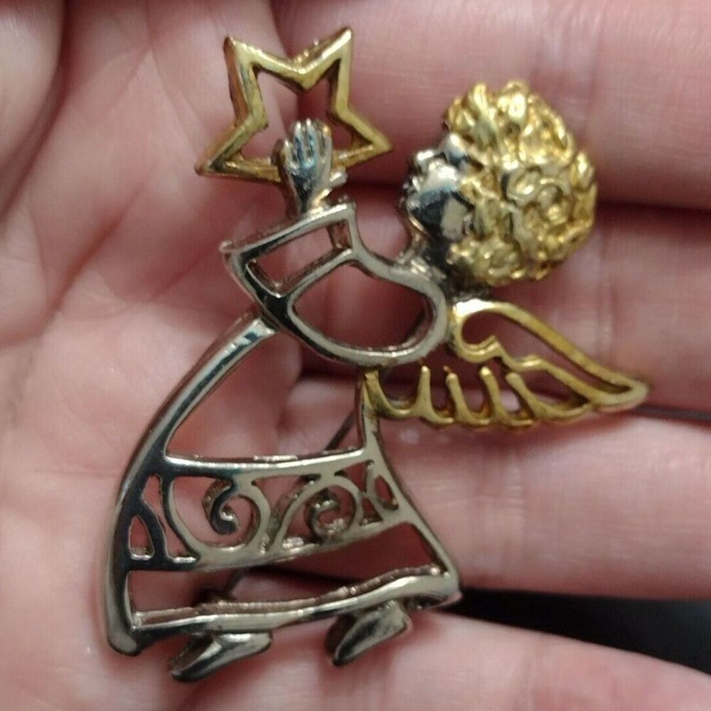 Multi tone angel brooch